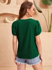 SHEIN Clasi Solid Petal Sleeve Tee