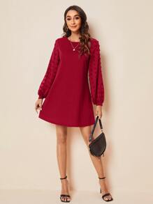 SHEIN Clasi Đầm màu trơn Thanh lịch - Đỏ - Xem 4