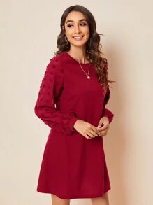 SHEIN Clasi Đầm màu trơn Thanh lịch - Đỏ - Xem 5