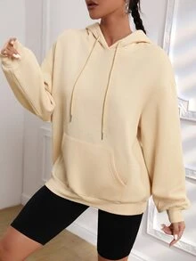 SHEIN Coolane Butterfly & Letter Graphic Drop Shoulder Hoodie - Apricot - View 6