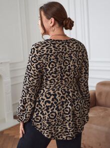 SHEIN Clasi Plus Leopard Print Twist Front Tee - Multicolor - View 2