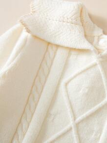 Baby Flounce Sleeve Cable Knit Jumper - Beige - View 4