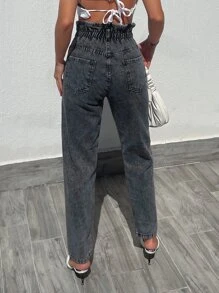 EURMUSE High Waist Mom Fit Jeans - Grey - View 2