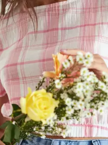 SHE(IN) BRASIL Top corto de cuadros - Rosa - Ver 6