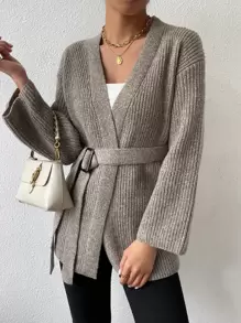 SHEIN Clasi Cárdigan de plumero de hombros caídos