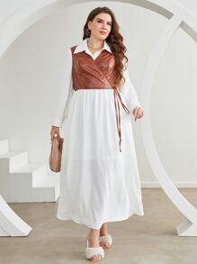 Modelyn 大碼前紐扣連衣裙和圍裹背心上衣 - 彩色 - 查看 1