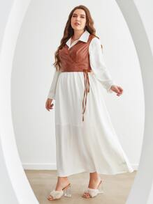 Modelyn 大碼前紐扣連衣裙和圍裹背心上衣 - 彩色 - 查看 4