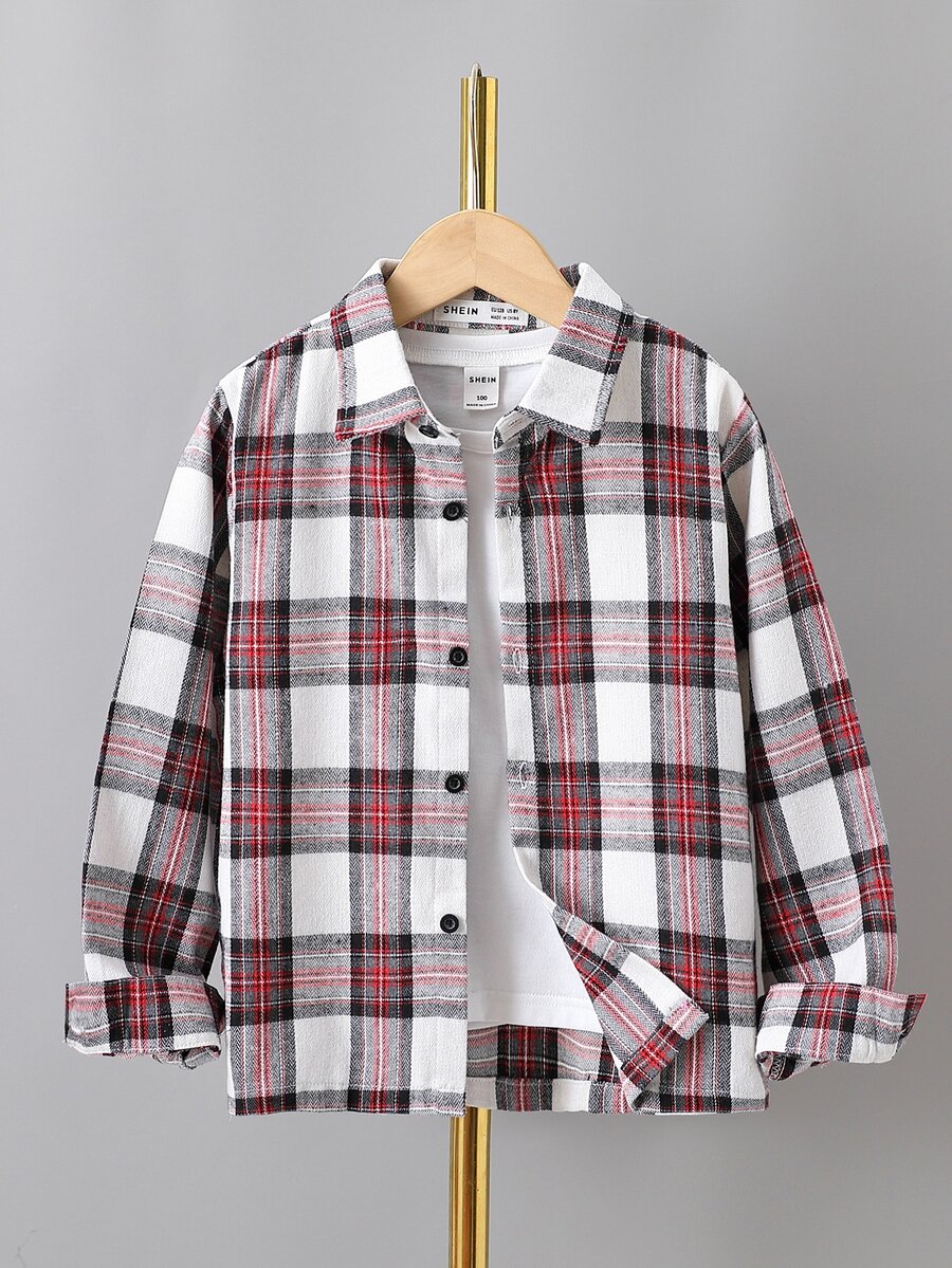 Boys 1pc Tartan Button Up Shirt - Multicolor - View 1