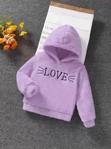Young Girls Letter Embroidery Teddy Sweatshirt - Lilac Purple - View 1