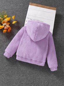 Young Girls Letter Embroidery Teddy Sweatshirt - Lilac Purple - View 2