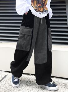 Manfinity Roghcode Men Two Tone Corduroy Cargo Trousers - Multicolor - View 1