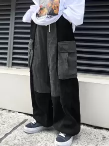 Manfinity Roghcode Men Two Tone Corduroy Cargo Trousers - Multicolor - View 4