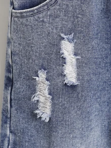 Tween Boy Slogan Graphic Ripped Jeans Chic Outfits For Autumn/Winter - Light Wash - View 6