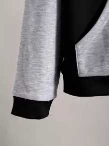 SHEIN Tween Boy 2 Pieces Contrast Panel Hoodie Sweatshirt And Sports Pants Set For Casual And Athletic Wear, School, Campus, College Chic Outfits For Autumn/Winter