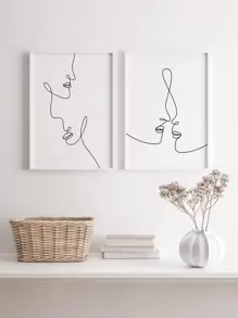 2pcs Figure Graphic Unframed Painting - Black and White - View 2