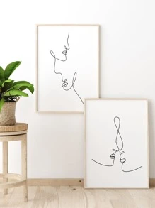 2pcs Figure Graphic Unframed Painting - Black and White - View 3