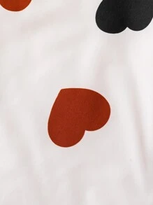 Genkimix Kids 年轻女孩心形印花连帽夹克，保暖内衬中长款，可爱，秋冬季