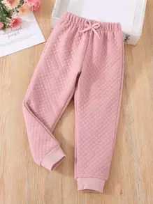 Toddler Girls Quilted Bow Front Joggers - Dusty Pink - View 1