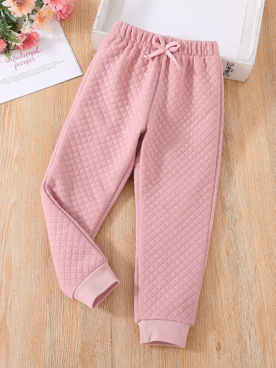 Toddler Girls Quilted Bow Front Joggers - Dusty Pink - View 1