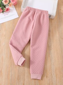 Toddler Girls Quilted Bow Front Joggers - Dusty Pink - View 2