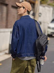 DAZY Men Drop Shoulder Denim Jacket - Dark Wash - View 2