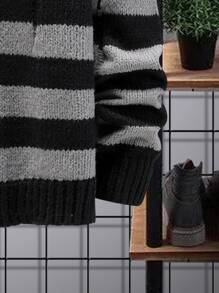 Manfinity Homme Men Striped Pattern Ripped Drop Shoulder Jumper - Multicolor - View 4