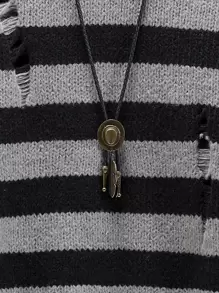 Manfinity Homme Men Striped Pattern Ripped Drop Shoulder Jumper - Multicolor - View 6