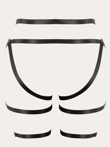 Liga arnés con aro O & con diseño de tachuela - Negro - Ver 2