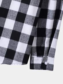 Manfinity Hypemode Men Gingham Drawstring Hooded Shirt Without Tee - Black and White - View 4