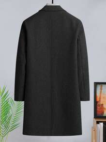 Manfinity Homme Men 1pc Lapel Collar Single Breasted Overcoat - Black - View 2