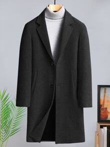 Manfinity Homme Men 1pc Lapel Collar Single Breasted Overcoat - Black - View 3