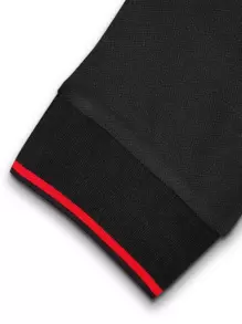 Manfinity Homme Men Striped Trim Button Casual Work Long Sleeve Polo Shirt, Boyfriend Gift,Fall - Black - View 6