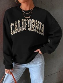 SHEIN Unity Letter Graphic Drop Shoulder Sweatshirt - Black - View 7