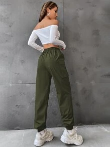 Hanevo Flap Pocket Side Cargo Trousers - Army Green - View 3