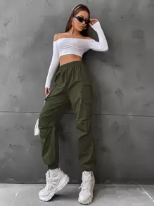 Hanevo Flap Pocket Side Cargo Trousers - Army Green - View 6