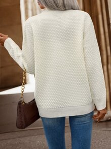 SHEIN LUNE Solid Drop Shoulder Cardigan - Apricot - View 2