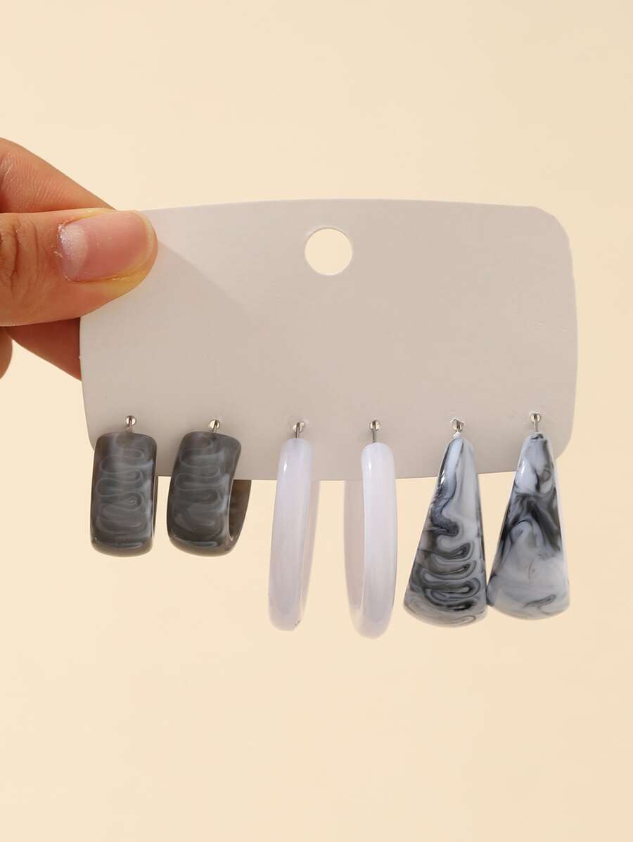 3 cặp hoa tai vòng cuff tối giản - Nhiều màu - Xem 1