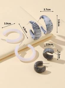 3 cặp hoa tai vòng cuff tối giản - Nhiều màu - Xem 3