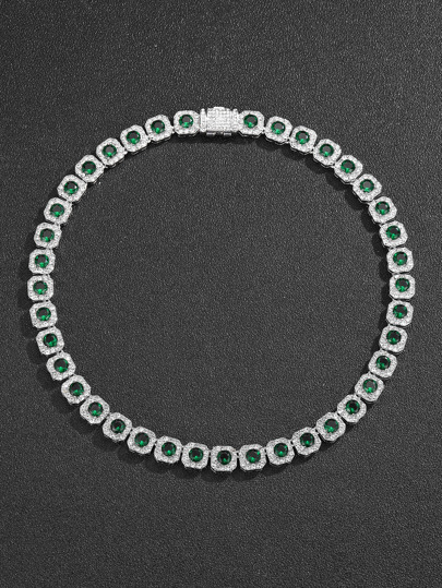 For Women Men Punk Hip Hop Style Rock Party Full Rhinestone Gorgeous Cubic Zirconia Decor Necklace