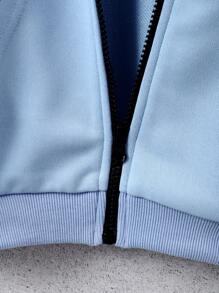 Tween Boy Zip Up Drop Shoulder Sweatshirt Without Tee - Blue - View 3