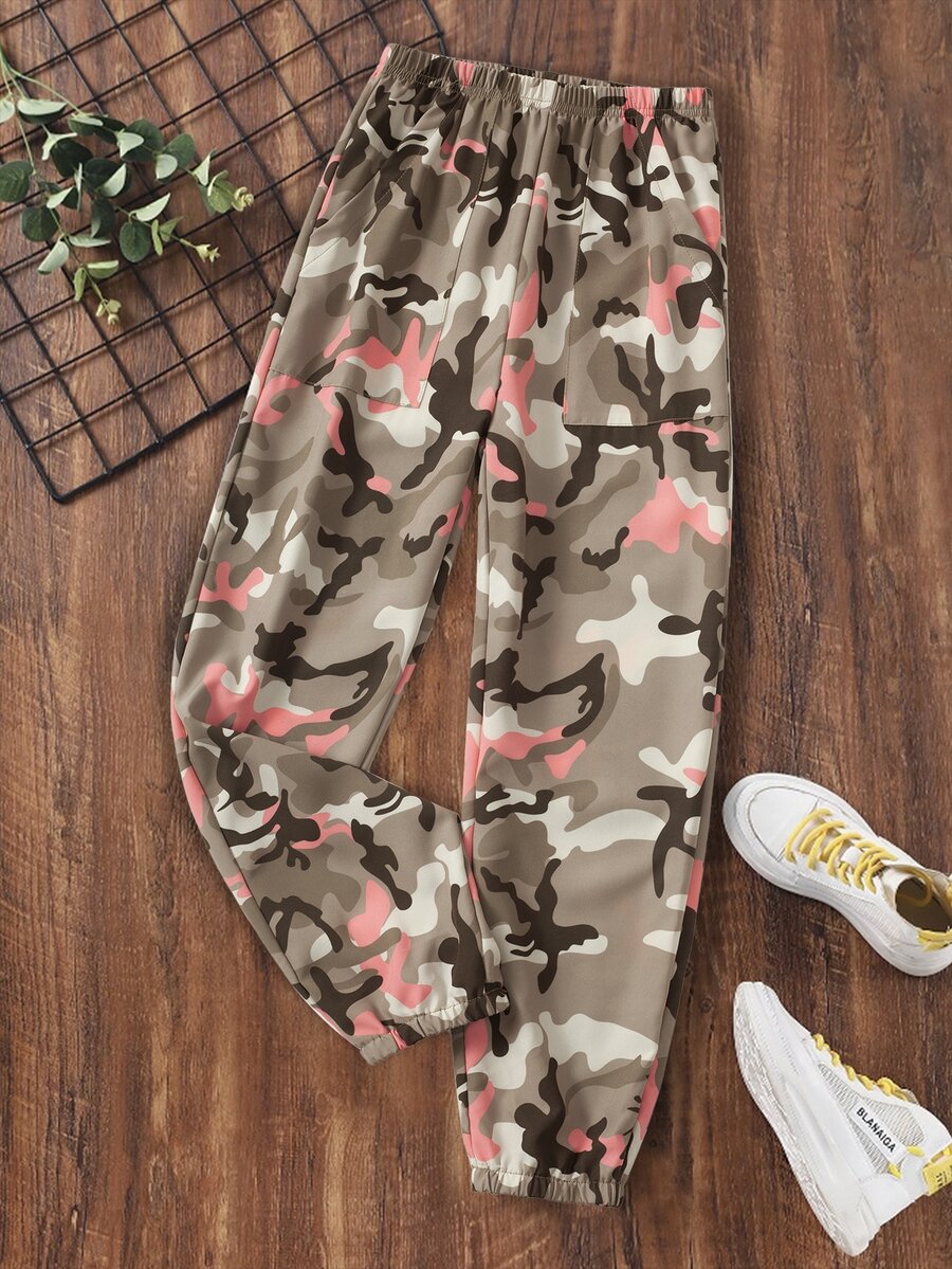 Girls Camo Print Trousers - Multicolor - View 1
