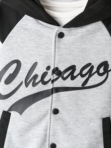 Boys Letter Graphic Colourblock Raglan Sleeve Hoodie & Joggers - Multicolor - View 4