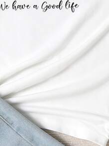 Girls Heart & Slogan Graphic Tee - White - View 3