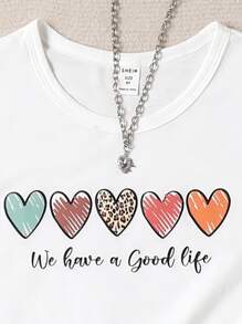 Girls Heart & Slogan Graphic Tee - White - View 7