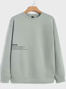 Manfinity Men Slogan Graphic Pullover - Mint Green - View 1