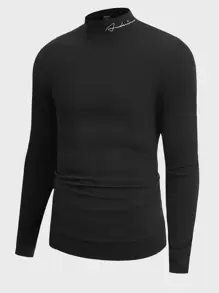 Manfinity VCAY Men Letter Graphic Mock Neck Sweatshirt, For Fall Winter - Black - View 1