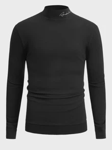 Manfinity VCAY Men Letter Graphic Mock Neck Sweatshirt, For Fall Winter - Black - View 4
