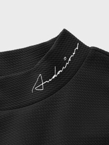 Manfinity VCAY Men Letter Graphic Mock Neck Sweatshirt, For Fall Winter - Black - View 5