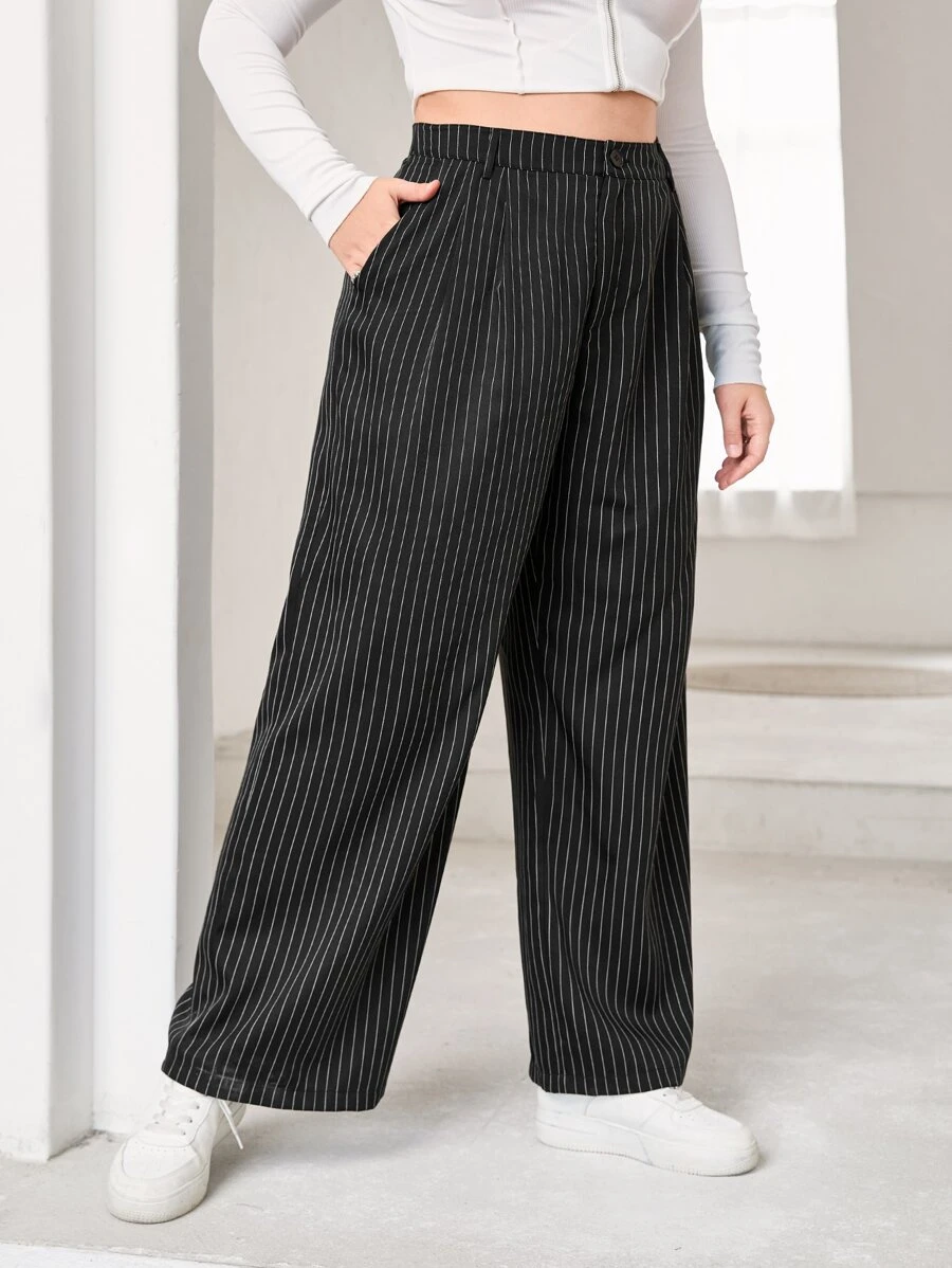 SHEIN EZwear Plus Vertical Striped Suit Trousers