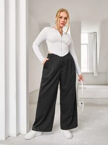 SHEIN EZwear Plus Vertical Striped Suit Trousers